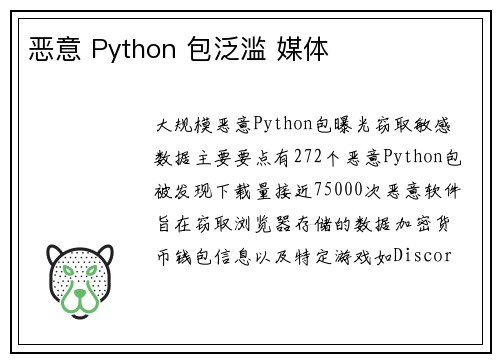 恶意 Python 包泛滥 媒体